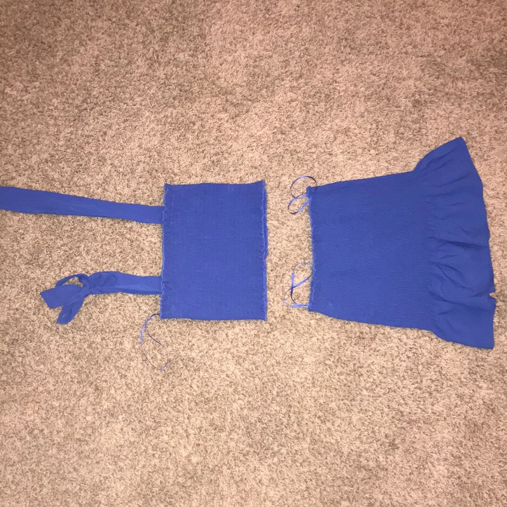 Grey Suede blue two piece set